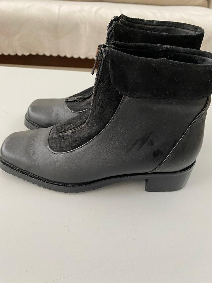 Fermuarlı Siyah Süet Kadın Dolgu Topuk Bot - Görsel 4