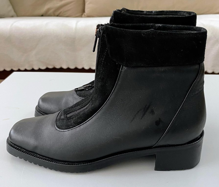 Fermuarlı Siyah Süet Kadın Dolgu Topuk Bot - Görsel 3