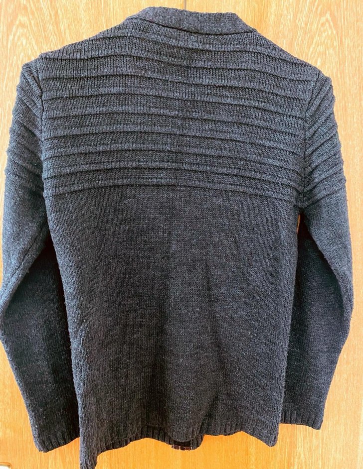 Gri Erkek Yün Örgü Fermuarlı Kazak - Görsel 2