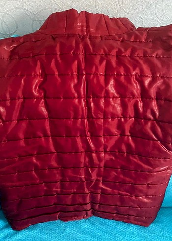 Parlak Kırmızı Deri Kadın Yelek - Görsel 2