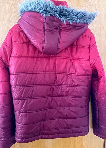 Bordo Fermuarlı Kadın Kışlık Mont - Görsel 2