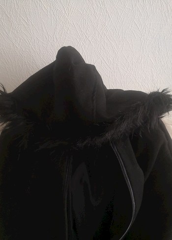 Siyah Uzun Kürklü Kadın Kaban - Görsel 3