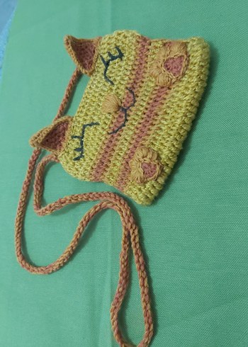 Renkli Örgü Kedi Figürlü Çanta - Görsel 2