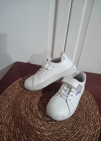 Kız Çocuk Beyaz Cırtcırtlı Spor Ayakkabı - Görsel 8