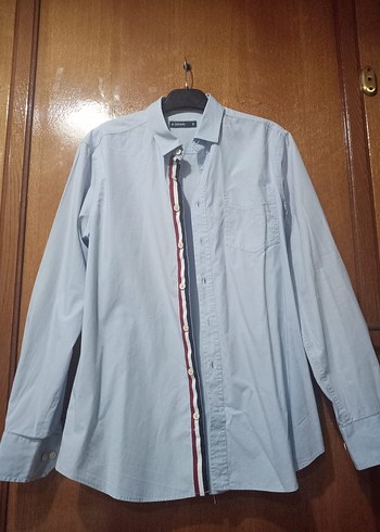 Düğmeli Mavi Erkek Gömlek - Görsel 2