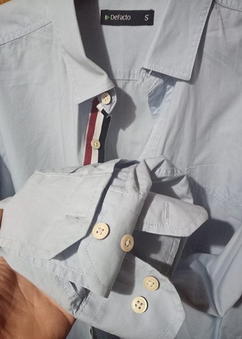 Düğmeli Mavi Erkek Gömlek - Görsel 4