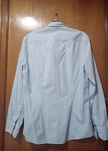 Düğmeli Mavi Erkek Gömlek - Görsel 6