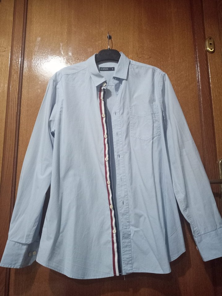 Düğmeli Mavi Erkek Gömlek - Görsel 2