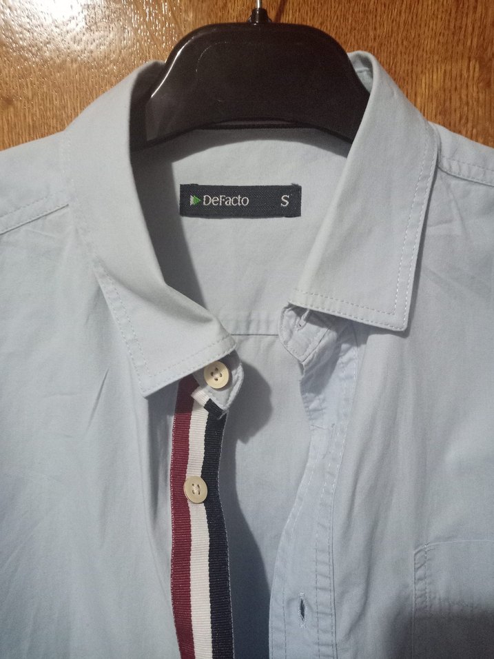 Düğmeli Mavi Erkek Gömlek - Görsel 3