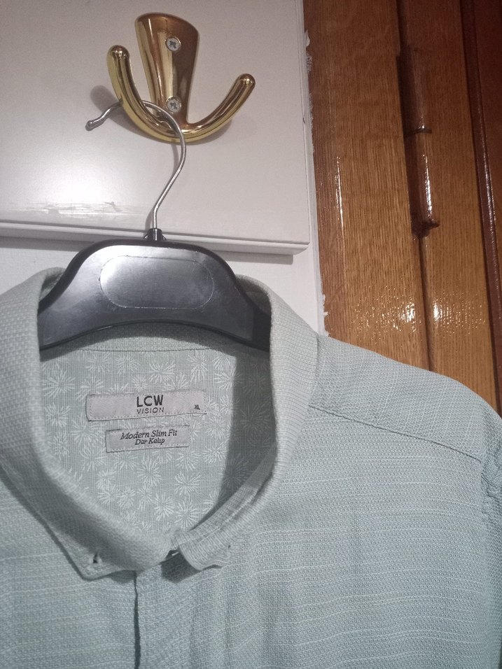 Kısa Kollu Pamuklu Erkek Gömlek - Görsel 4