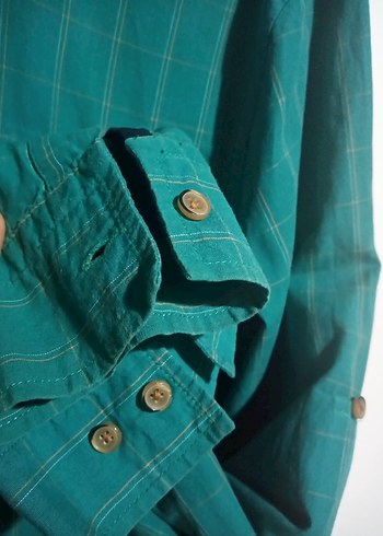 Düğmeli Erkek Yeşil Uzun Kollu Gömlek - Görsel 5