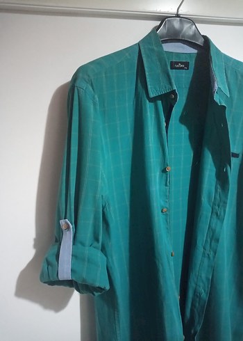 Düğmeli Erkek Yeşil Uzun Kollu Gömlek - Görsel 7