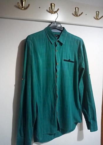 Düğmeli Erkek Yeşil Uzun Kollu Gömlek - Görsel 6