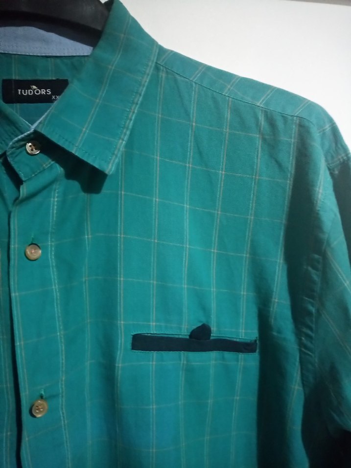 Düğmeli Erkek Yeşil Uzun Kollu Gömlek - Görsel 4