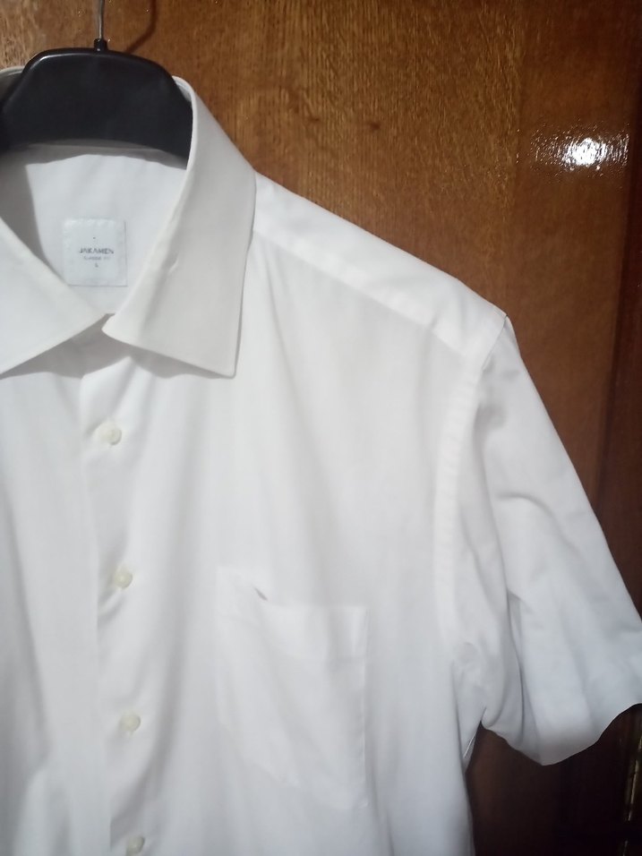 JAKAMEN,Düğmeli Beyaz Kısa Kollu Erkek Gömlek - Görsel 2