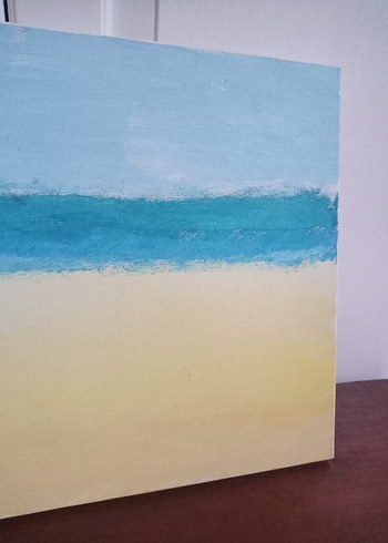 Pastel Tonlarda Mavi Deniz Manzarası Tablosu - Görsel 5