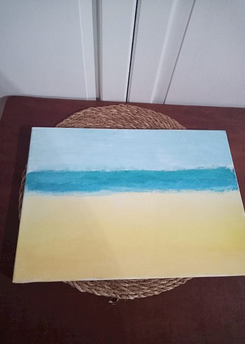 Pastel Tonlarda Mavi Deniz Manzarası Tablosu - Görsel 2