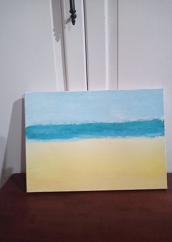 Pastel Tonlarda Mavi Deniz Manzarası Tablosu - Görsel 6