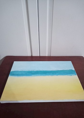 Pastel Tonlarda Mavi Deniz Manzarası Tablosu - Görsel 4