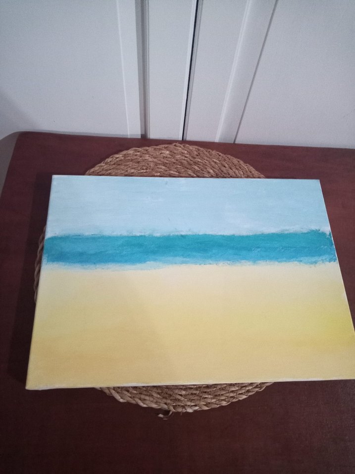 Pastel Tonlarda Mavi Deniz Manzarası Tablosu - Görsel 2