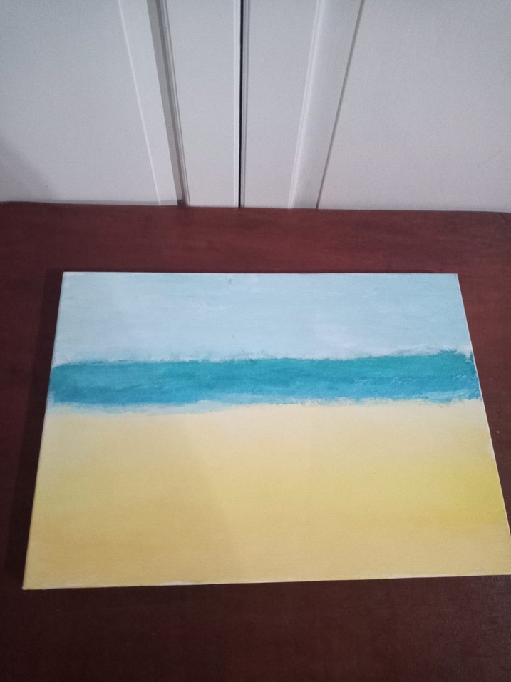 Pastel Tonlarda Mavi Deniz Manzarası Tablosu - Görsel 3