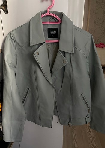 Mint Deri Kadın Ceket Düğmeli Regular Fit