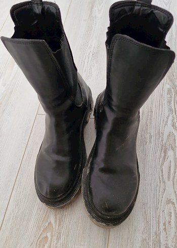 Siyah Deri Gotik Stiletto Topuklu Bot
