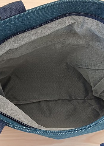 Beden mavi Renk Mavi Denim Fermuarlı Kadın Çantası