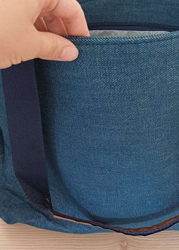Beden Mavi Denim Fermuarlı Kadın Çantası