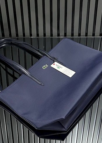Lacoste Lacoste Kadın Deri Gri Mavi Fermuarlı Çanta