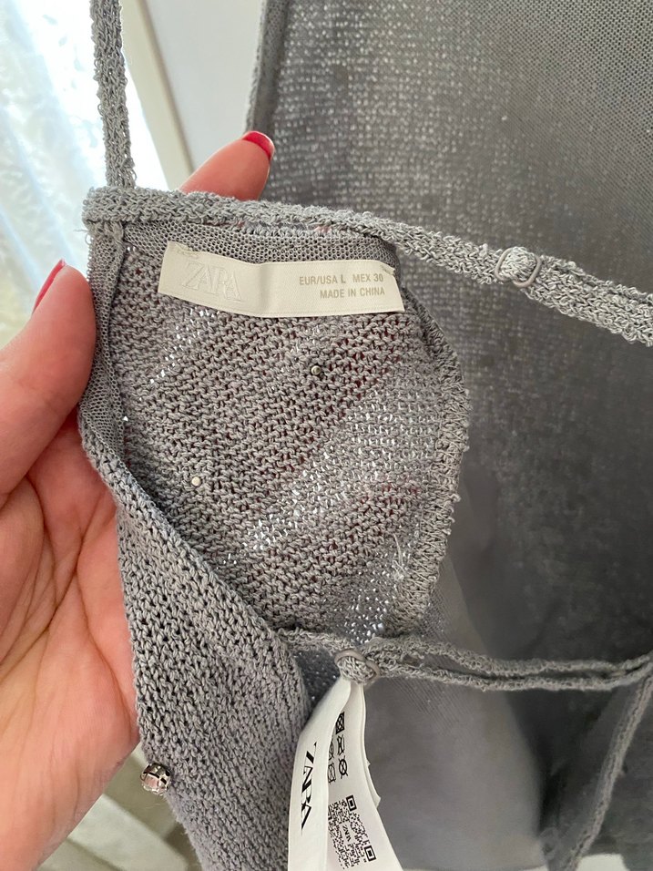 Zara kadın taşlı gri bluz - Görsel 4