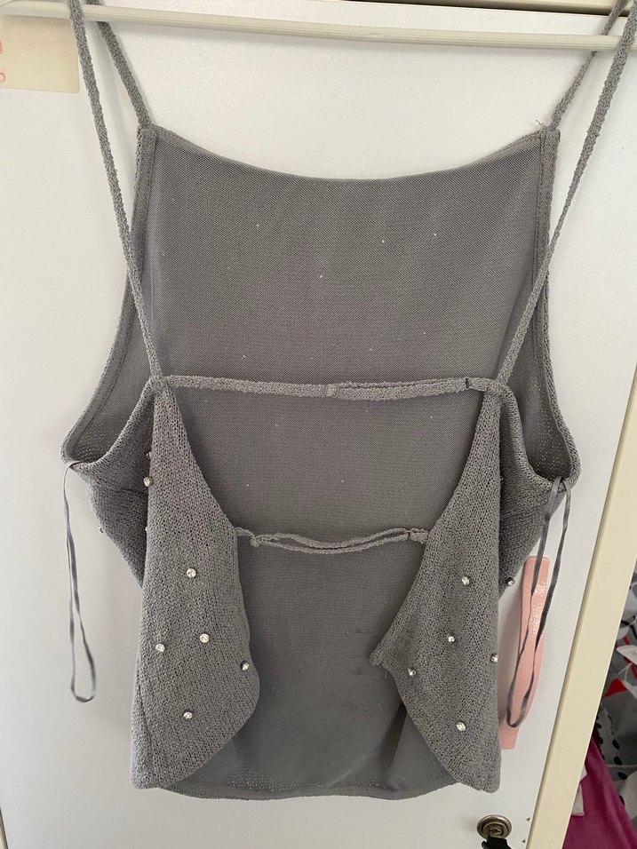 Zara kadın taşlı gri bluz - Görsel 3