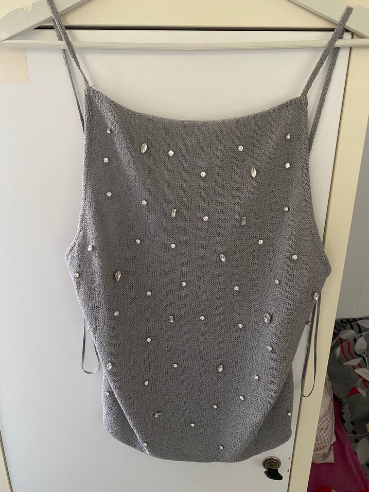 Zara kadın taşlı gri bluz - Görsel 2