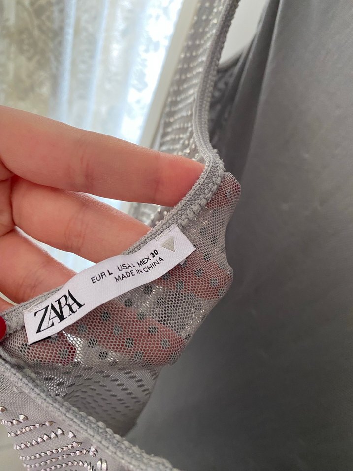 Zara gri tasli body - Görsel 3