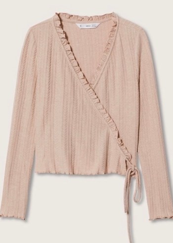 Toz Pembe Coquette kruvaze hirka Mango - Görsel 2