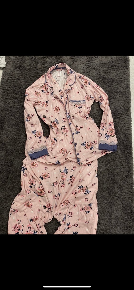 Pembe Çiçek Desenli Uzun Kollu Pijama Takımı Suwen - Görsel 3