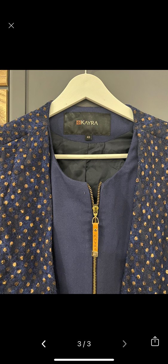 Kadin cok tarz Kayra Lacivert  Kaban - Görsel 3