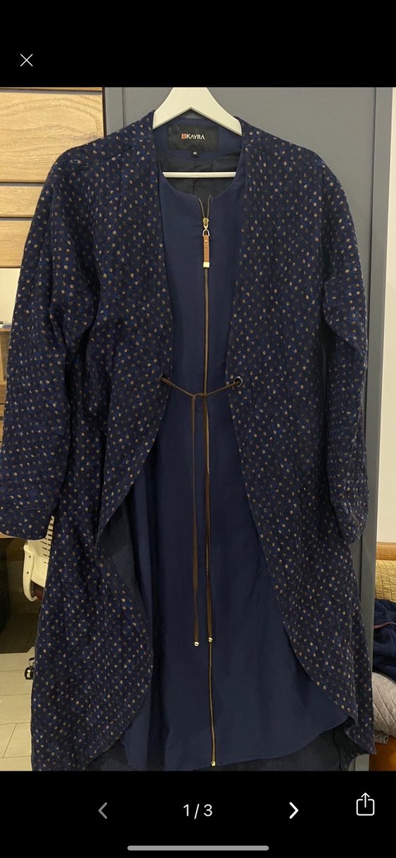 Kadin cok tarz Kayra Lacivert  Kaban - Görsel 2