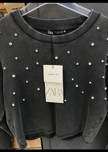 Zara Zara gri Taşlı Denim Kazak
