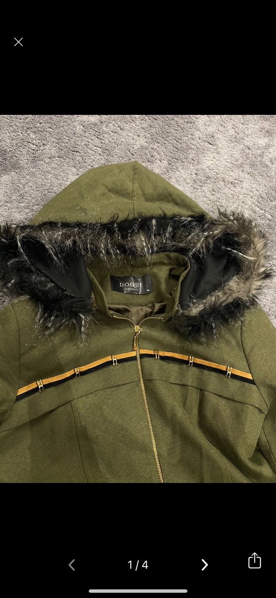 Uzun Kesim Kadın Haki Kaban Doque - Görsel 2