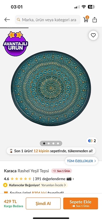 Karaca tepsi