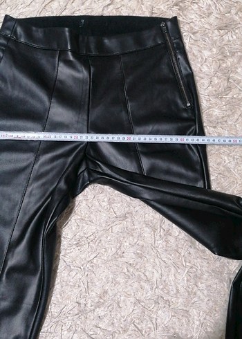 Siyah suni  Deri Kadın Cigarette Pantolon - Görsel 12