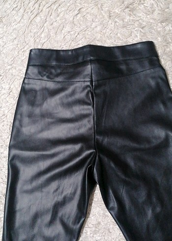 Siyah suni  Deri Kadın Cigarette Pantolon - Görsel 15