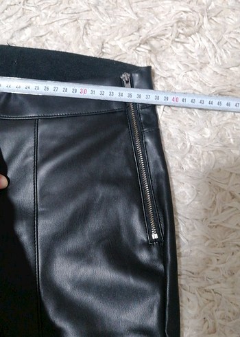 Siyah suni  Deri Kadın Cigarette Pantolon - Görsel 9