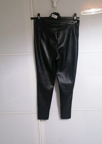 Siyah suni  Deri Kadın Cigarette Pantolon - Görsel 6