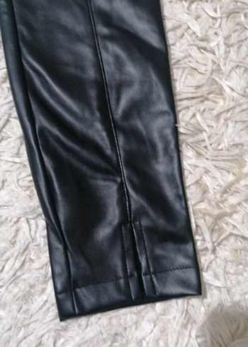 Siyah suni  Deri Kadın Cigarette Pantolon - Görsel 7