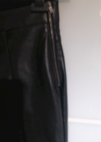 Siyah suni  Deri Kadın Cigarette Pantolon - Görsel 5