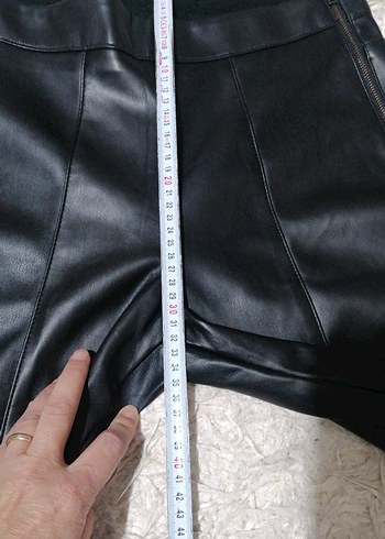 Siyah suni  Deri Kadın Cigarette Pantolon - Görsel 11