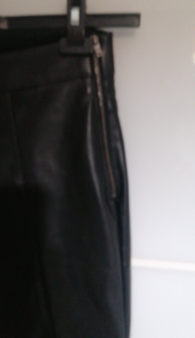 Siyah suni  Deri Kadın Cigarette Pantolon - Görsel 5