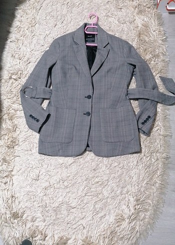 Gri Kemerli Kadın Blazer Ceket - Görsel 10